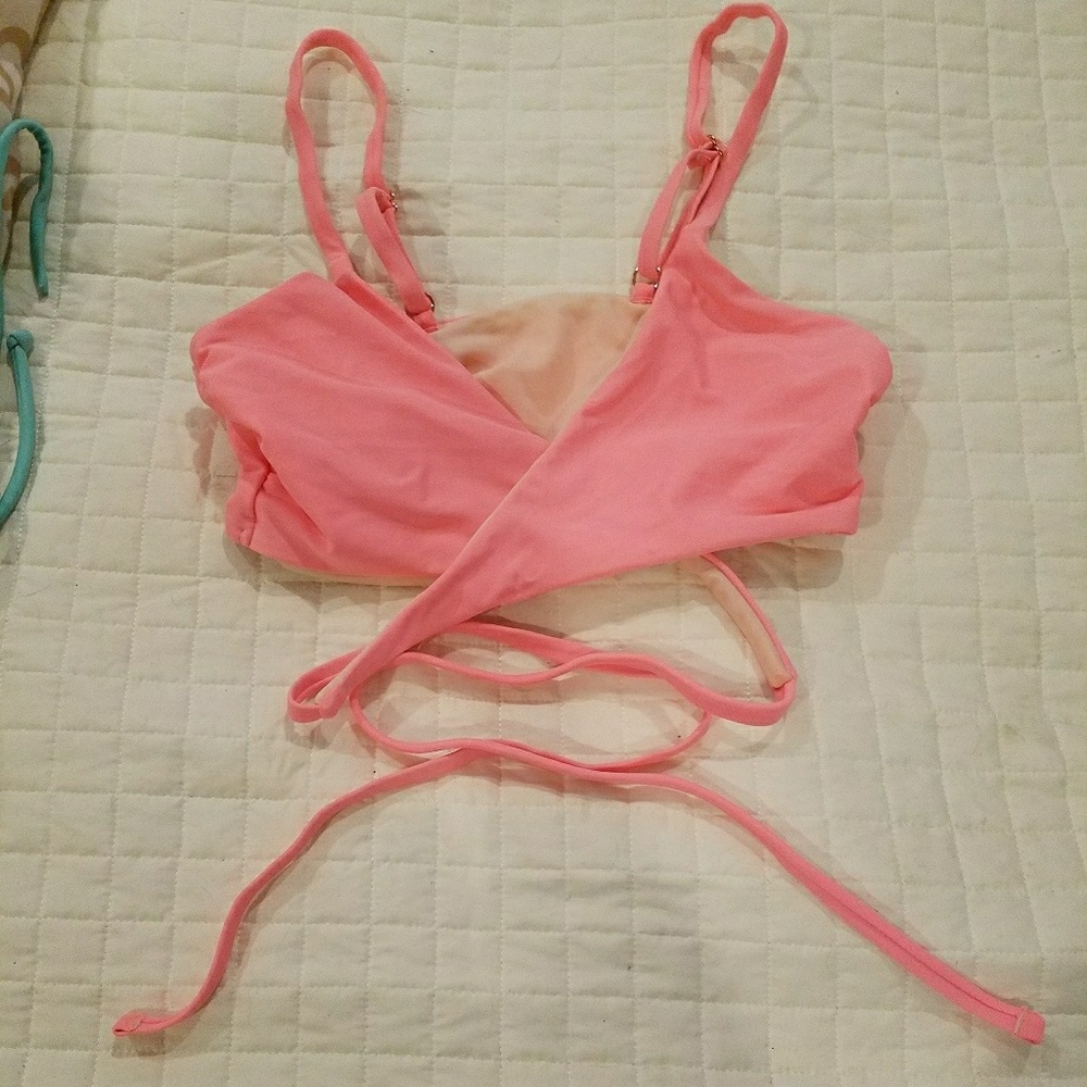 Peach criss cross bathing suit top